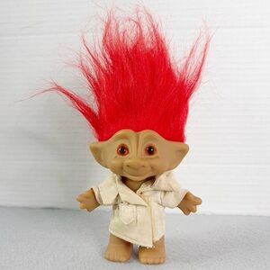 Ace Novelty Red Hair Troll Coat Gem Vintage 7 In. Doll Treasure Troll Retro